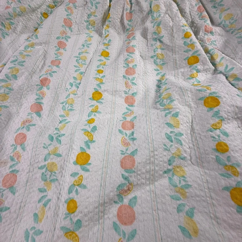 Janie and Jack Girls White Seersucker Citrus Printed Dress Size 8 Summer Preppy
